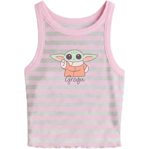 image:imageStar Wars Girls Star Wars the Mandalorian and Grogu Girls Baby Yoda Printed Stripe Soft Hand Screen Tank TopLightpink