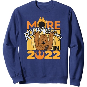 image:imageStar Wars Chewbacca More Roar Cartoon 2022 SweatshirtNavy Blue