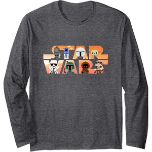 image:imageStar Wars Logo The Mandalorian Kawaii Characters Long Sleeve TShirtDark Heather Grey
