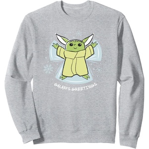 image:imageStar Wars The Mandalorian Grogu Galaxys Greetings Holiday SweatshirtHeather Grey