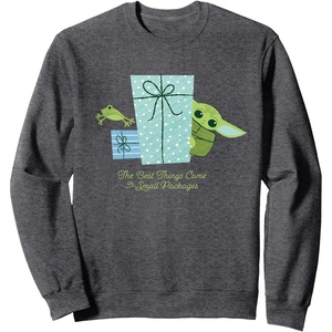 image:imageStar Wars The Mandalorian Grogu Small Packages Holiday SweatshirtDark Heather Grey