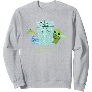 image:imageStar Wars The Mandalorian Grogu Small Packages Holiday SweatshirtHeather Grey