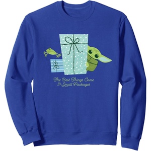 image:imageStar Wars The Mandalorian Grogu Small Packages Holiday SweatshirtRoyal Blue