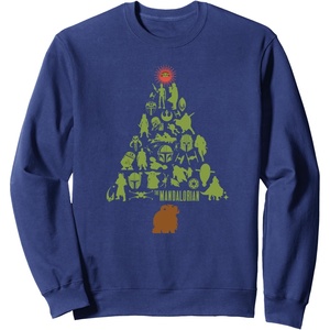 image:imageStar Wars The Mandalorian Holiday Christmas Tree SweatshirtNavy Blue