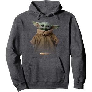 image:imageStar Wars The Mandalorian Logo The Child Simple Portrait Pullover HoodieDark Heather Grey