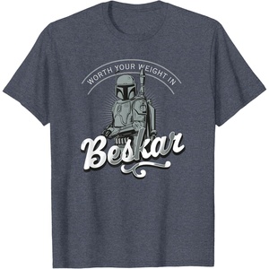 image:imageStar Wars Fathers Day Boba Fett Worth Your Weight Beskar TShirtHeather Blue