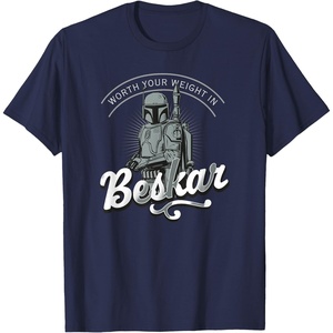 image:imageStar Wars Fathers Day Boba Fett Worth Your Weight Beskar TShirtNavy Blue