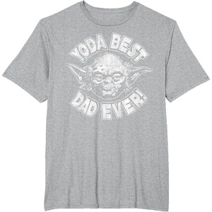 image:imageStar Wars Fathers Day Yoda Best Dad Ever Head Shot Stamp TShirtHeather Grey