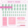 image:imageOlive amp June Instant Mani PressOn Nails Glue  Star Wars The Mandalorian amp Grogu  42 Fake Nails 21 Sizes  NonToxic LongLasting Up to 14 Days  Extra Short Round  Nom Nom Orange ChromeGrogu Green Velvet