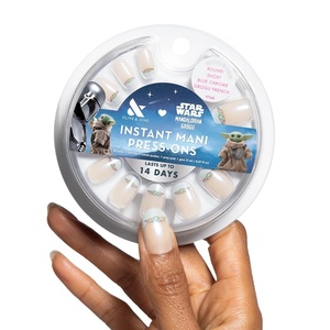 image:imageOlive amp June Instant Mani PressOn Nails Glue  Star Wars The Mandalorian amp Grogu  42 Fake Nails 21 Sizes  NonToxic LongLasting Up to 14 Days  Extra Short Round  Nom Nom Orange ChromeBlue Chrome Grogu