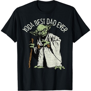 image:imageStar Wars Fathers Day Yoda Best Dad Curved Text TShirtBlack