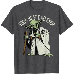 image:imageStar Wars Fathers Day Yoda Best Dad Curved Text TShirtDark Heather Grey