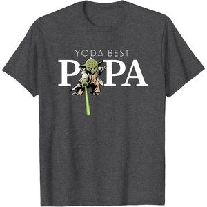 image:imageStar Wars Yoda Lightsaber Best Papa Birthday Fathers Day TShirtDark Heather Grey